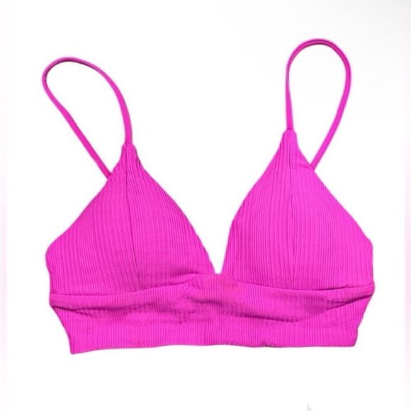 L*Space NWT Pointelle Rib Winnie Bikini Top in Fuchsia Size Small - Picture 5 of 7